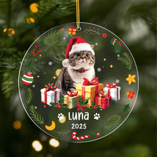 5571OGE1 katze mit foto personalisierter weihnachtsschmuck_ acryl 5571OKZ5D
