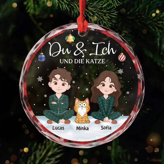 5632OGE1 du ich und die katzen personalisierter weihnachtsschmuck_ glas fur paar 5632OKZ0D