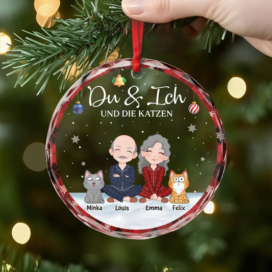 5632OGE2 du ich und die katzen personalisierter weihnachtsschmuck_ glas fur paar 5632OKZ0D