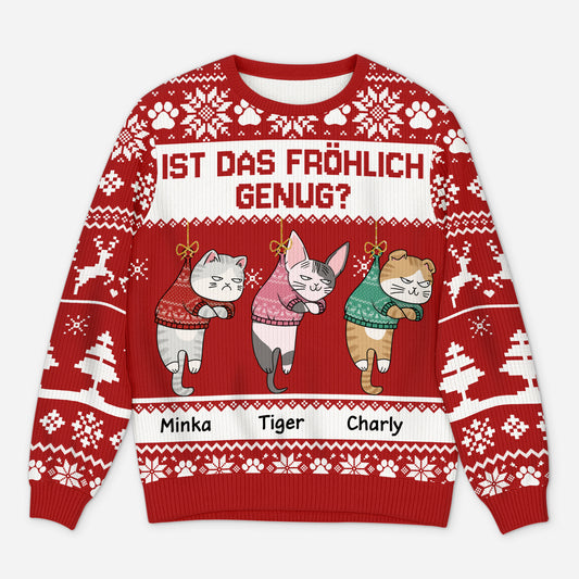 5641WGE1 ist das frohlich genug lustiger weihnachtspullover katze personalisiert_ hangen 5641WKMCD