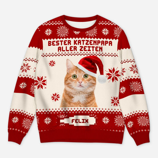 5643WGE1 katzenpapa katzenmama lustiger weihnachtspullover personalisiert_ mit foto 5643WTHAD