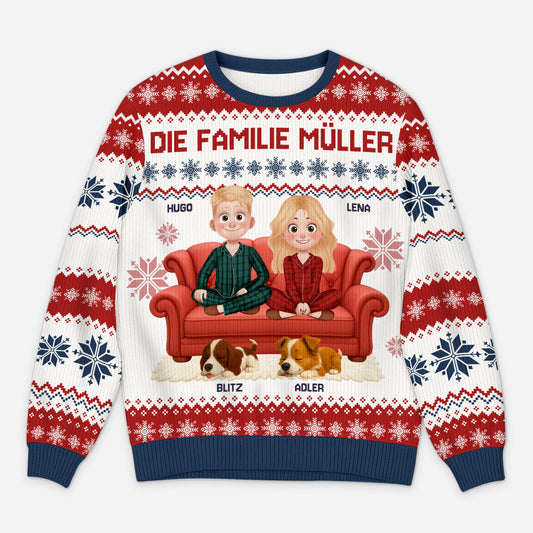 5649WGE1 die familie mit hunden weihnachtspullover familie personalisiert 5649W8HZC