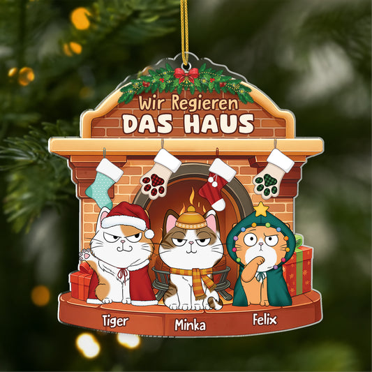 5653OGE1 wir regieren das haus personalisierter weihnachtsschmuck_ acryl katzen 5653O3YND