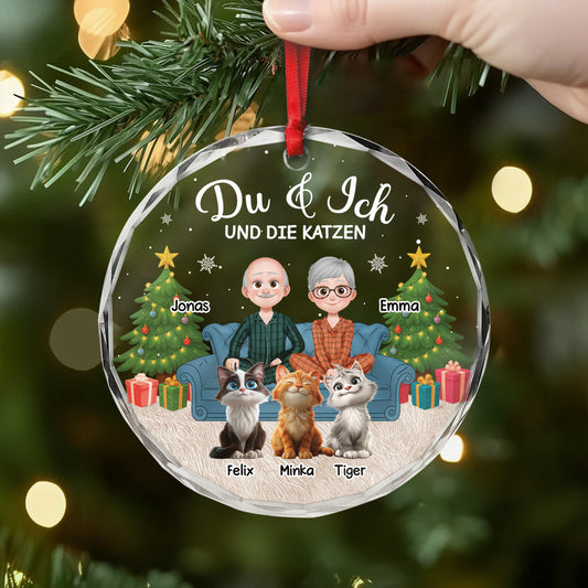 5663OGE2 du ich und die katzen personalisierter weihnachtsschmuck_ glas paar 5663O3KTD