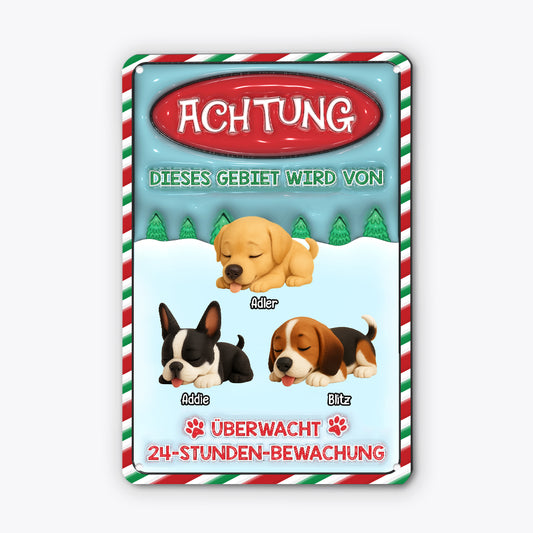 5681EGE2 dieses gebiet wird von hunden uberwacht turschild hund personalisiert_ weihnachten 5681ETYAC