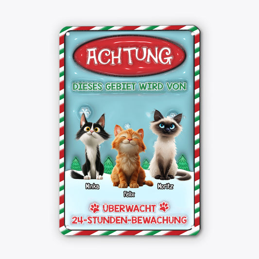 5681EGE2 dieses gebiet wird von katzen uberwacht turschild katze personalisiert_ weihnachten 5681ETYAD