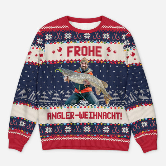 5689WGE1 frohe angler weihnacht weihnachtspullover personalisiert mit foto 5689W8QZB