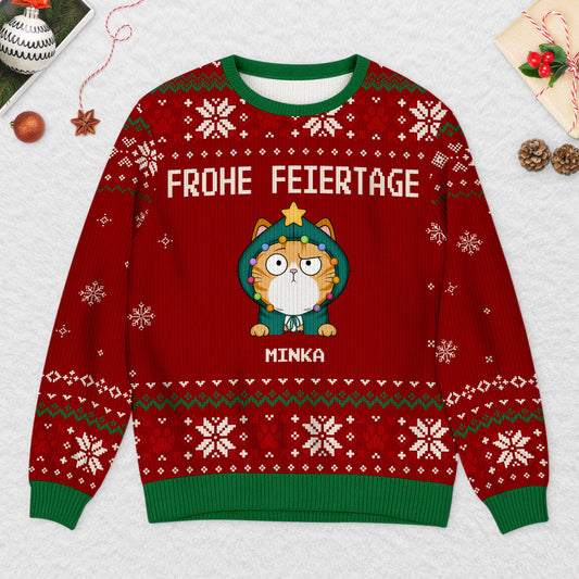 5704WGE2 frohe weihnachten weihnachtspullover katze personalisiert_ 5704WTYND