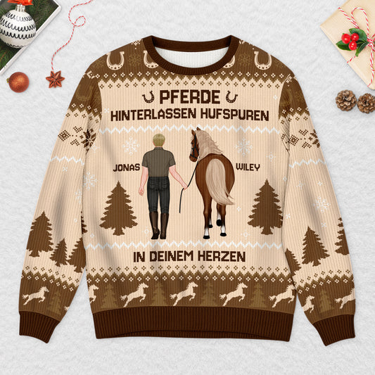 5830WGE2 pferde hinterlassen hufspuren in deinem herzen personalisierter weihnachtspullover pferd 5830W6TNA