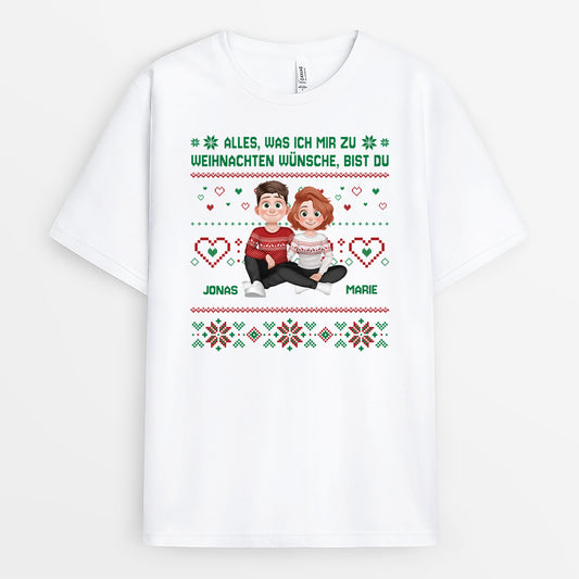 5860AGE1 alles was ich mir zu weihnachten wunsche bist du partner t shirt personalisiert 5860AKZNG