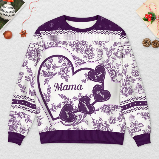 5879WGE2 toile de jouy omas herzen personalisierter weihnachtspullover_ oma 5879WKMTA