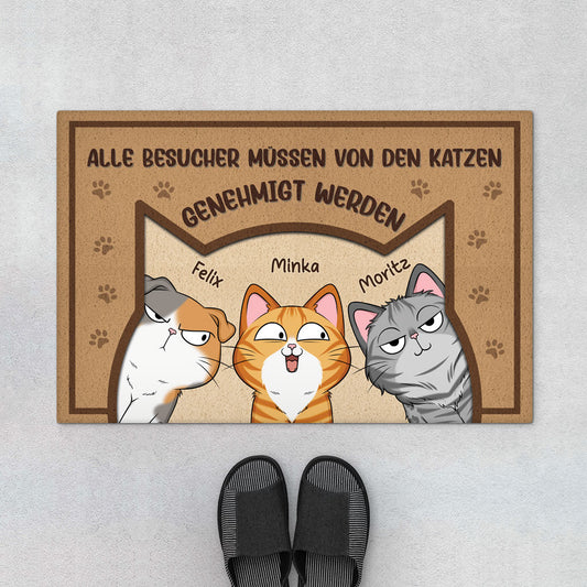 5931DGE1 allebesuchermussenvonderkatze genehmigtwerden fussmatte katzen personalisiert 5931D6TAD