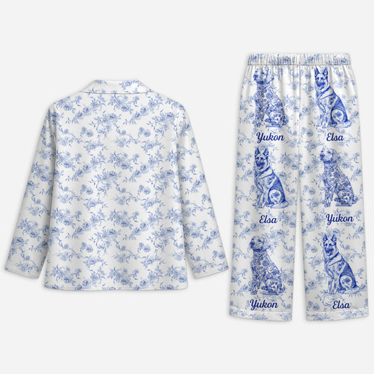 5970VGE2 hundemama toile de jouy personalisierte pyjamas hund 5970VKMTC