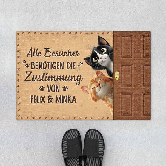 5983DGE1 besucher nur mit genehmigung der katze fussmatte katzen personalisiert 5983DTTCD