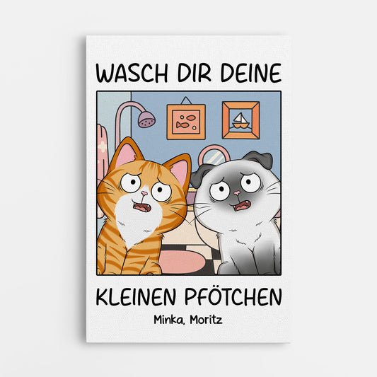 5990CGE1 wasch dir deine kleinen pfotchen katze leinwand personalisiert 5990C36QD