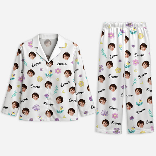 6014VGE1 blumen mit gesicht personalisierte pyjama damen_ 6014V3ZTA