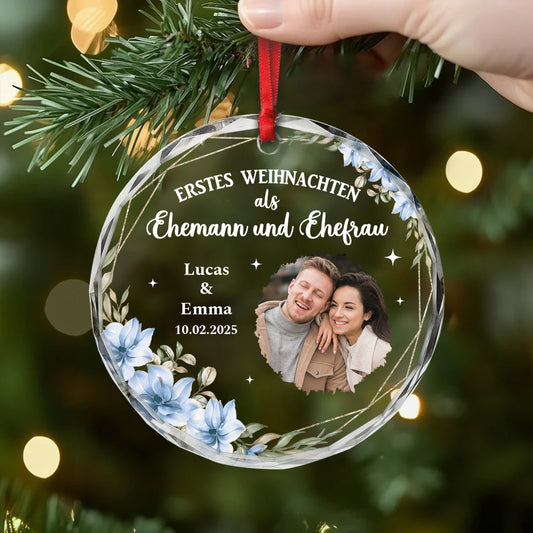 6066OGE2 erstes weihnachten als ehepaar glas weihnachtsschmuck personalisiert_ mit foto hochzeit 6066OKTTG