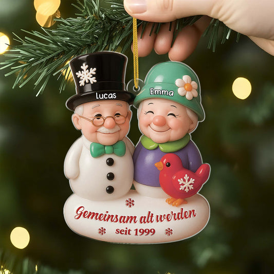 6091OGE2 3d druck effekt gemeinsam alt werden seit acryl weihnachtsschmuck_ personalisiert paare schneeman 6091OKTTG