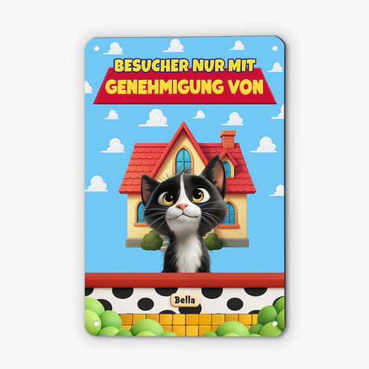 6126EGE2 besucher nur mit genehmigung von lustiges turschild katze personalisiert_ 6126EKMZD
