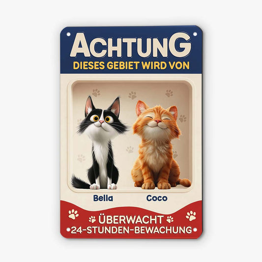 6158EGE1 katzen uberwachen dieses gebiet lustiges turschild katze personalisiert_ 6158E