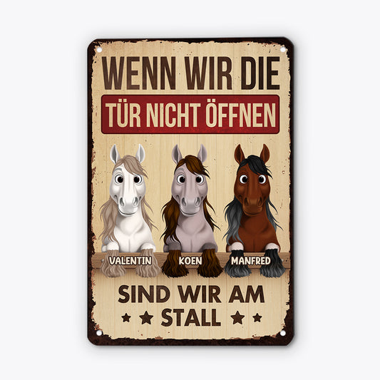 6163EGE1 wenn ich die tur nicht offne bin ich am stall turschild personalisiert metall_ pferd 6163E8QZU