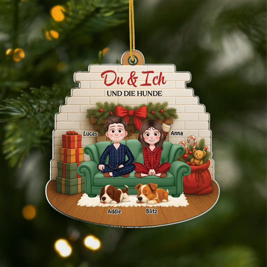 6168OGE1 3d druck effekt du ich und die hunde acryl weihnachtsschmuck personalisiert_ paare 6168O