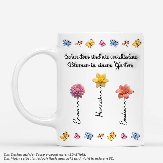 6192MGE1 3d druck effekt schwestern sind unterschiedliche blumen aus demselben garten personalisierte schwestern tasse_ 6192M8VTA