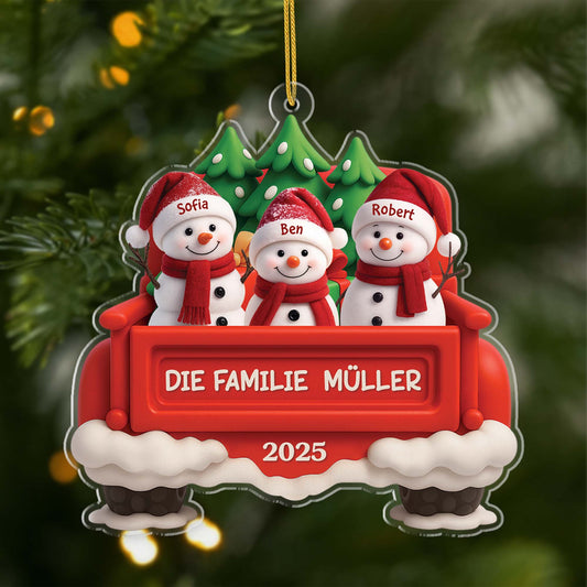 6338OGE1 3d druck effekt schneemann im auto personalisierter christbaumschmuck familie_ acryl 6338OKL5I