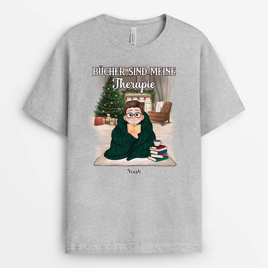 6348AGE1 bucher sind meine therapie personalisierte t shirts damen manner leseratten weihnachten 6348AKL5A_2