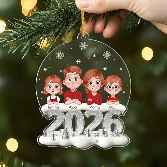 6385OGE2 3d druck effekt familie mit kindern acryl weihnachtsschmuck personalisiert 6385O8KMI