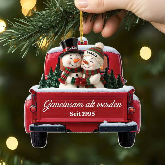 6447OGE2 3d druck effekt gemeinsam alt werden seit acryl weihnachtsschmuck personalisiert paar schneemann im auto 6447OTQ5G
