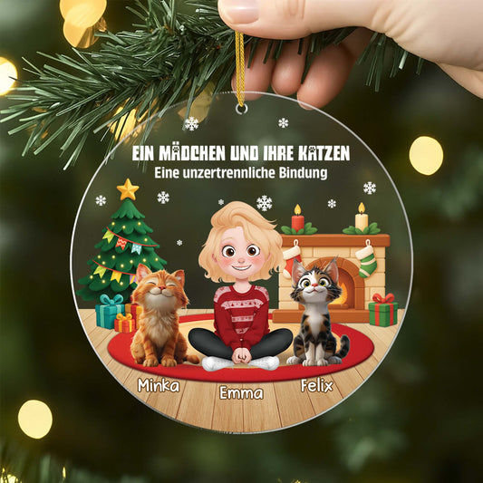 6454OGE2 ein junge und seine katze acryl weihnachtsschmuck personalisiert 6454OKM5C