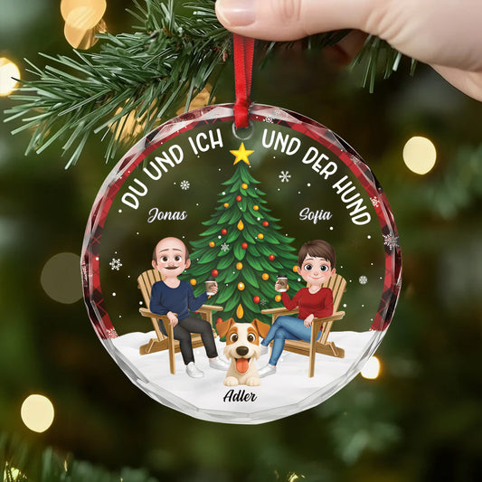 6458OGE2 du ich hunde glas weihnachtsschmuck personalisiert paar 6458O3VMC