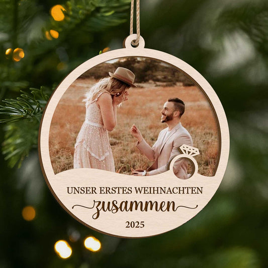 6473OGE1 unser erstes weihnachten zusammen personalisierte 2 schicht holz ornamente paar zur verlobung 6473OTQWG