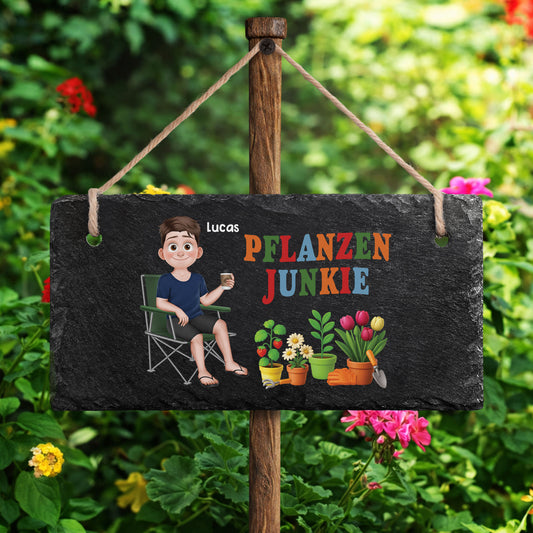 6507AGE1 pflanzen suchtig personalisiertes geschenk garten schiefer gartenschild frauenm_nner 6507ae8vca