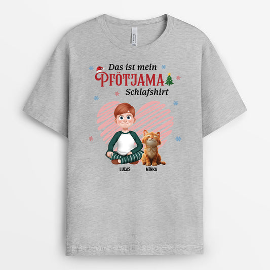 6528AGE2 das ist mein pfotjama schlafshirt weihnachts katzen t shirt personalisiert blumen 6528ATQCD