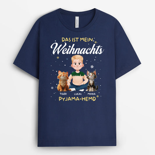 6529AGE1 das ist mein pfotjama schlafshirt weihnachts katzen t shirt personalisiert schneeflocken 6529ATTQD