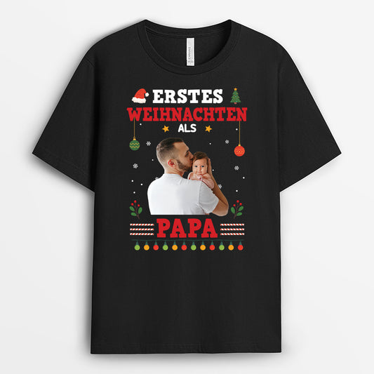 6552AGE1 erstes weihnachten als papa mama t shirt papa personalisiert_ 6552A6TAA