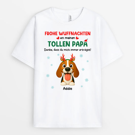 6614AGE1 merry woofmas weihnachts t shirt hund personalisiert 6614AKQ5C
