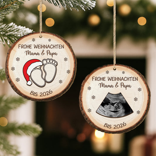 6671OGE2 frohe weihnachten personalisierte 1 schicht holz ornamente mit foto fur werdende mama papa 6671OKPCA