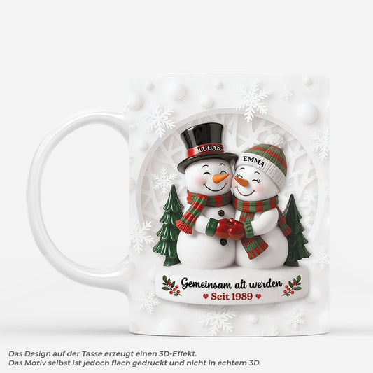6697MGE1 3d druck effekt gemeinsam alt werden seit schneemann paar tassen personalisiert_ 6697MKTTG