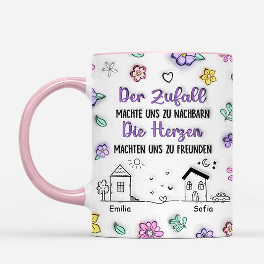 6717MGE2 3d druck effekt zufall machte uns zu nachbarn die herzen machten uns zu freunden personalisierte tasse 6717M3TTF