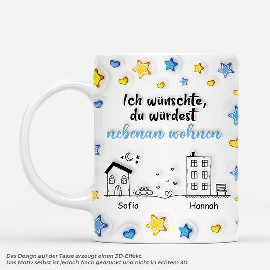 6755MGE1 3d druck effekt ich wunschte du wurdest nebenan wohnen beste freunde tasse personalisert herzen sterne 6755MKV5F