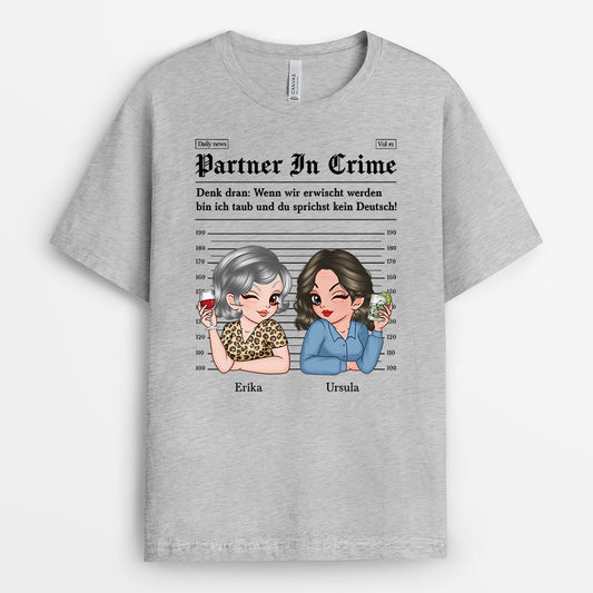 6924AGE2 wenn wir erwischt werden bin ich taub und du sprichst kein deutsch personalisiertes t shirt freundin 6924AKP5A