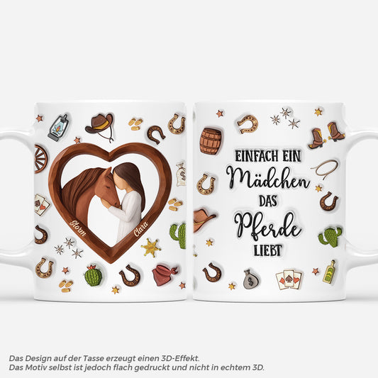 7014MGE1 3d druck effekt einfach ein madchen das pferde liebt tasse pferd personalisiert 7014MKT5U