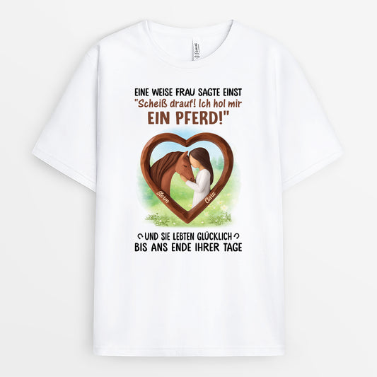 7016MGE1 weise frau und pferd personalisierte t shirts damen_ pferd 7016MKZ5U