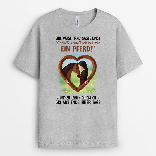 7016MGE2 weise frau und pferd personalisierte t shirts damen_ pferd 7016MKZ5U