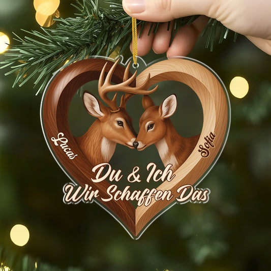 7048OGE2 3d druck effekt gemeinsam alt werden acryl weihnachtsschmuck personalisiert paar pferdehirsch 7048O