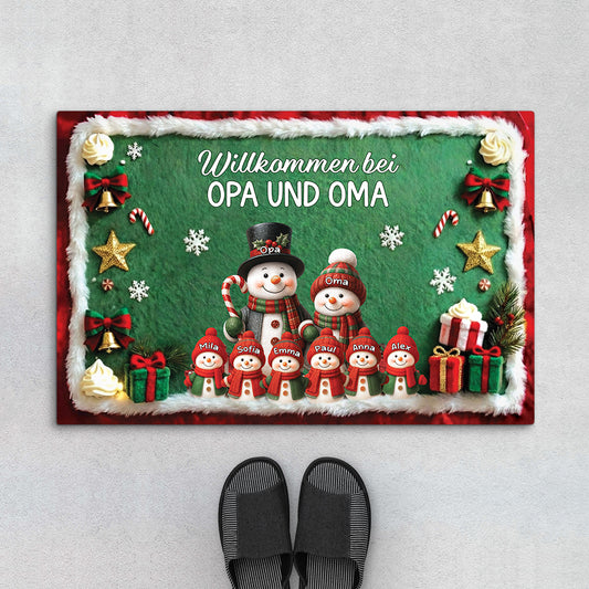 7126DGE1 willkommen bei opa und oma fussmatte personalisiert familie_ schneemann 7126D8PCA