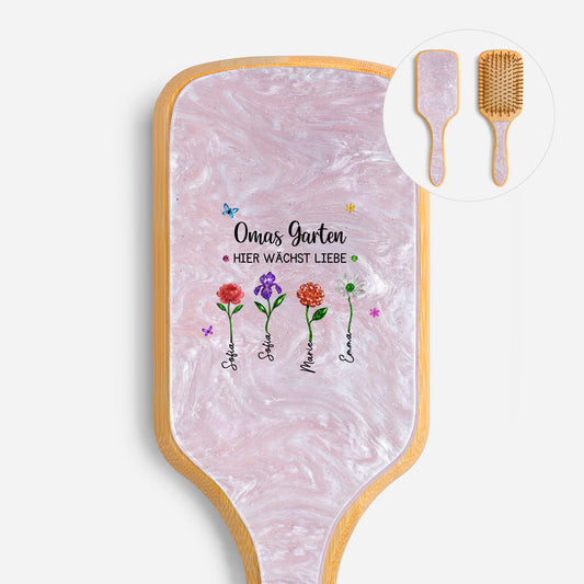 7211AGE1 omas garten hier wachst die liebe personalisiertes geschenk uv druck acetat holz haarburste mamaoma 7211aq6q5a